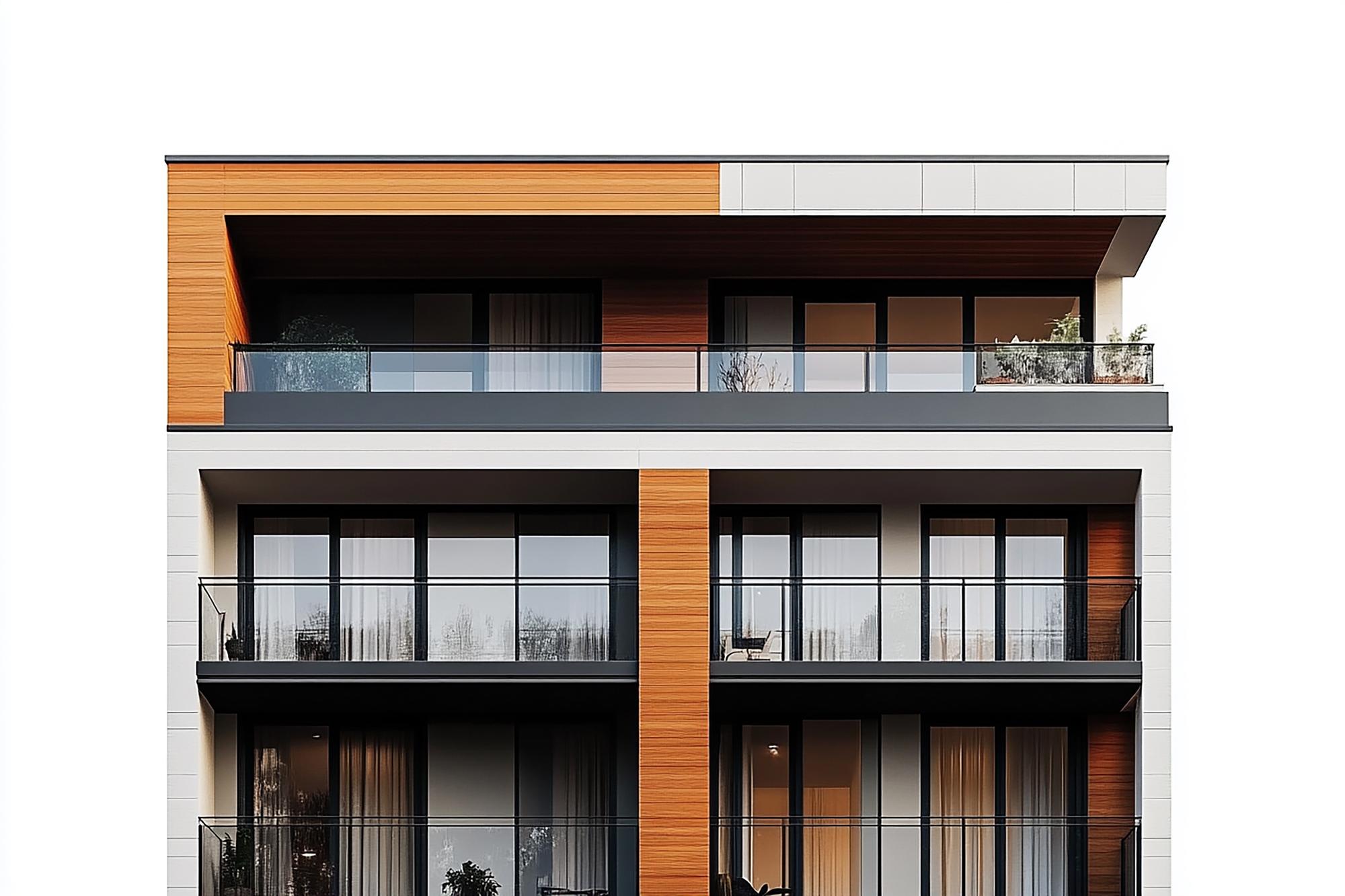 fațadă apartament modern cu balcon